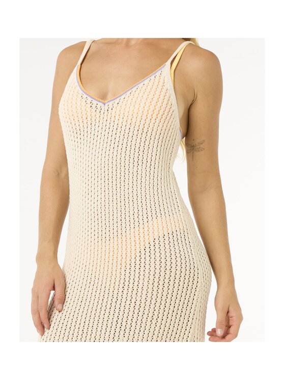 Rip Curl Rip Curl Sukienka letnia Cala Vadella Crochet Dress Biały Relaxed Fit