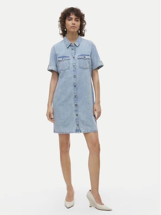 Vero Moda Vero Moda Džinsa kleita Jennie 10309665 Gaiši zila Regular Fit