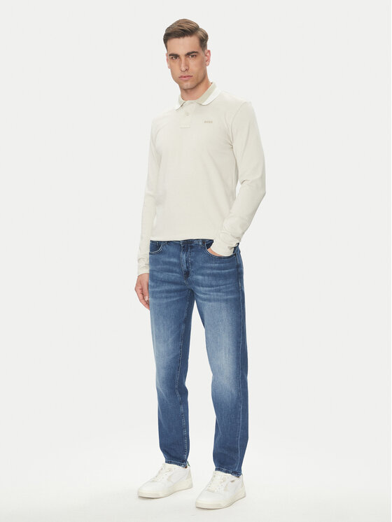 BOSS BOSS Polo Peoxfordlong_1 50544845 Beżowy Regular Fit
