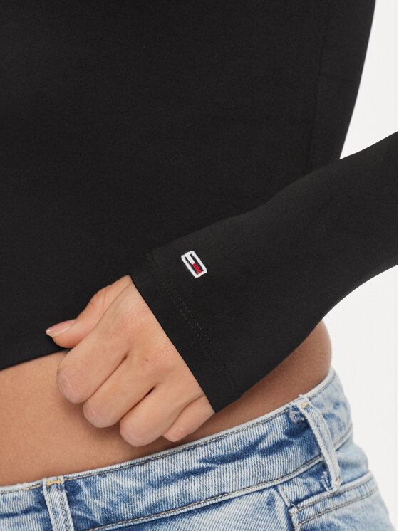 Tommy Jeans Tommy Jeans Bluza Logo Tape DW0DW16502 Črna Slim Fit