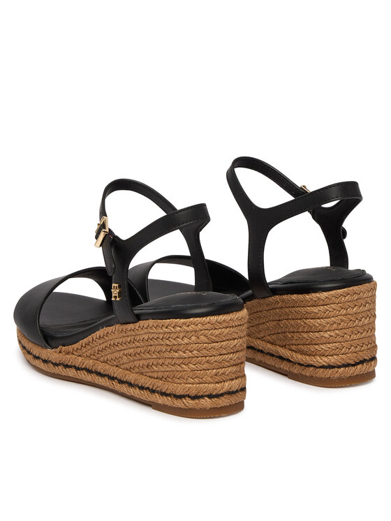 Tommy Hilfiger Tommy Hilfiger Espadrilky Mid Wedge Espad Leather FW0FW09340 Černá