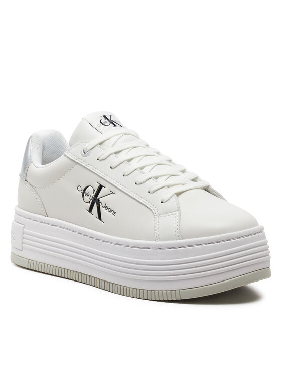 Calvin Klein Jeans Calvin Klein Jeans Sneakersy Bold Platf Low Lace Lth Ml Mtl YW0YW01516 Biały