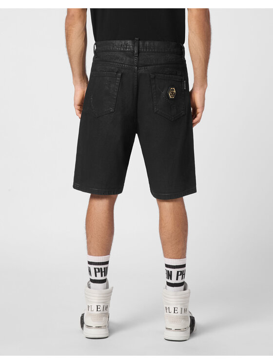 PHILIPP PLEIN PHILIPP PLEIN Džínové šortky 9605 Černá Loose Fit