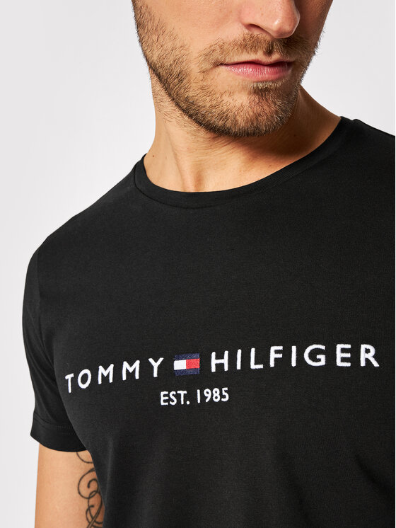Tommy Hilfiger Tommy Hilfiger T-Shirt Core Logo Tee MW0MW11465 Czarny Slim Fit