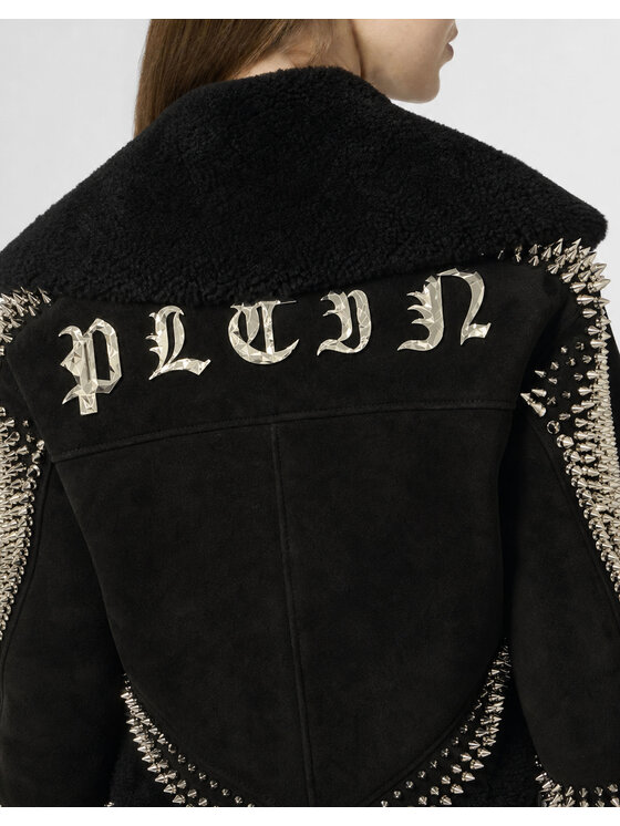 PHILIPP PLEIN PHILIPP PLEIN Kurtka skórzana 23711 Czarny Regular Fit