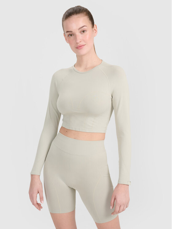 4F 4F Koszulka techniczna TRAINING SEAMLESS Beżowy Compression Fit