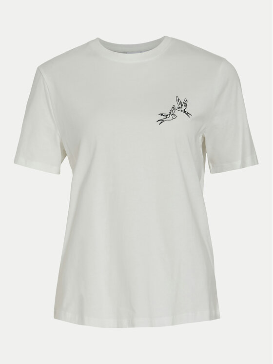 Vila Vila T-Shirt Sybil 14097370 Λευκό Regular Fit