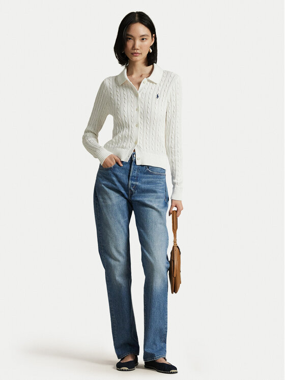 Polo Ralph Lauren Polo Ralph Lauren Kardigan 211971881001 Bílá Slim Fit