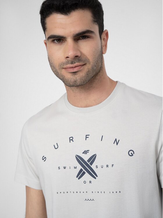 4F 4F T-Shirt 4FSS23TTSHM366 Šedá Regular Fit