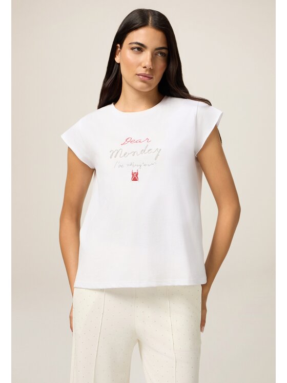 Oltre Oltre T-Shirt G034J004394N011 Biały Regular Fit