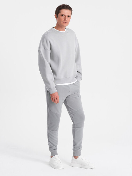 Ombre Ombre Spodnie dresowe OM-PASK-0127 Szary Regular Fit