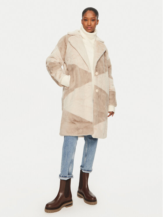 Bomboogie Bomboogie Fellmantel CW8698TFSB4 Beige Loose Fit
