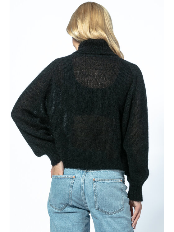 Fobya Fobya Sweter BEZSZWOWY OVERSIZOWY SWETER Z GOLFEM Z WEŁNY ALPAKI F1729 Czarny Oversize