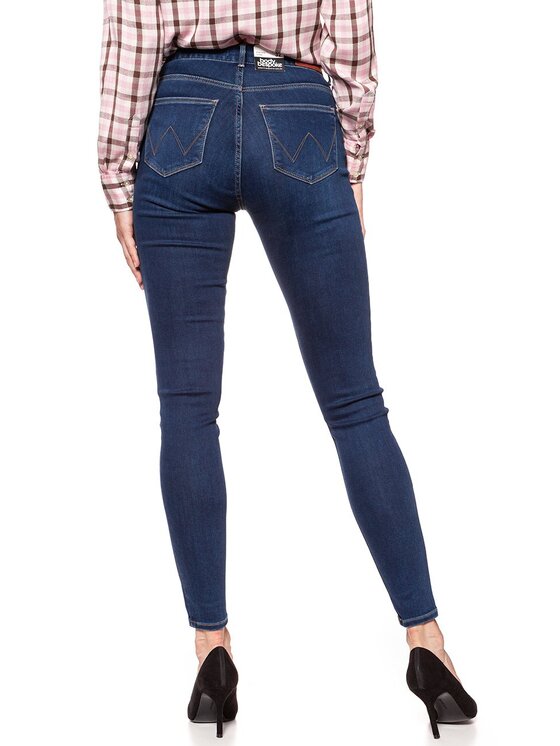 Wrangler Wrangler Jeansy HIGH SKINNY Niebieski Skinny Fit