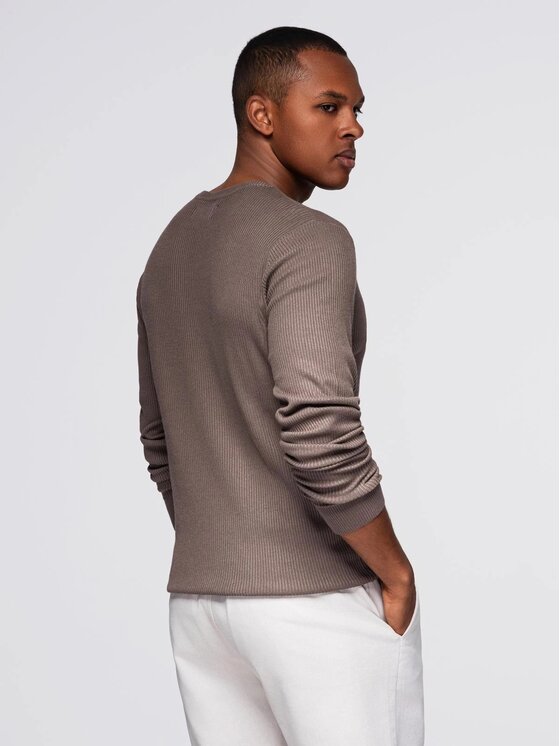 Ombre Ombre Sweter OM-SWSW-0182 Brązowy Regular Fit