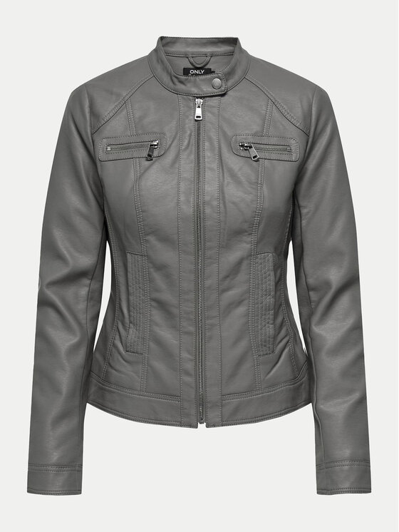 ONLY ONLY Куртка зі штучної шкіри Bandit 15081400 Сірий Regular Fit
