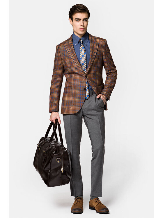 Lancerto Lancerto Spodnie materiałowe Ricardo SP099222000001 Szary Slim Fit