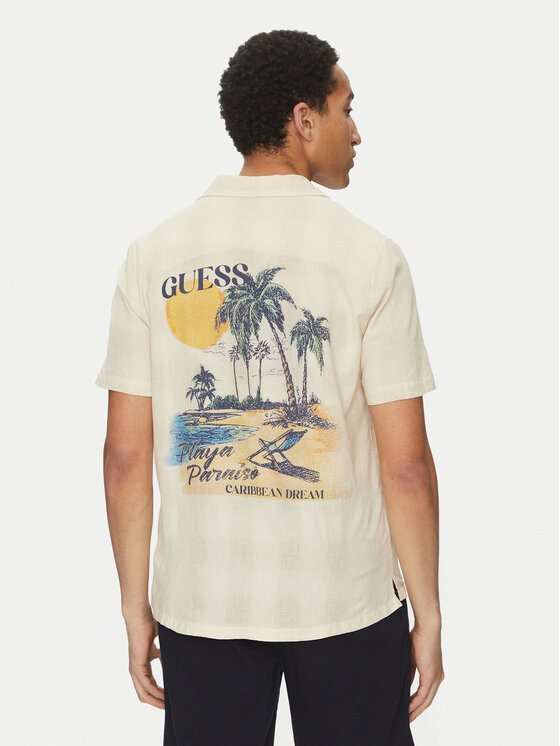 Guess Guess Košeľa F5GH03 WH431 Béžová Regular Fit