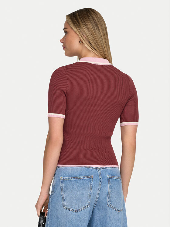 ONLY ONLY Поло Meddi 15363165 Бордовий Slim Fit