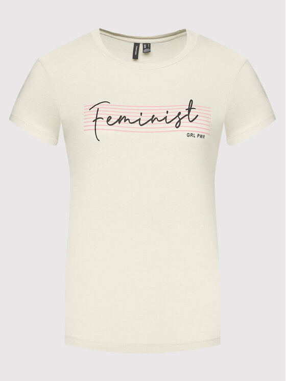 Vero Moda Vero Moda T-Shirt Feminist 10262918 Beżowy Regular Fit