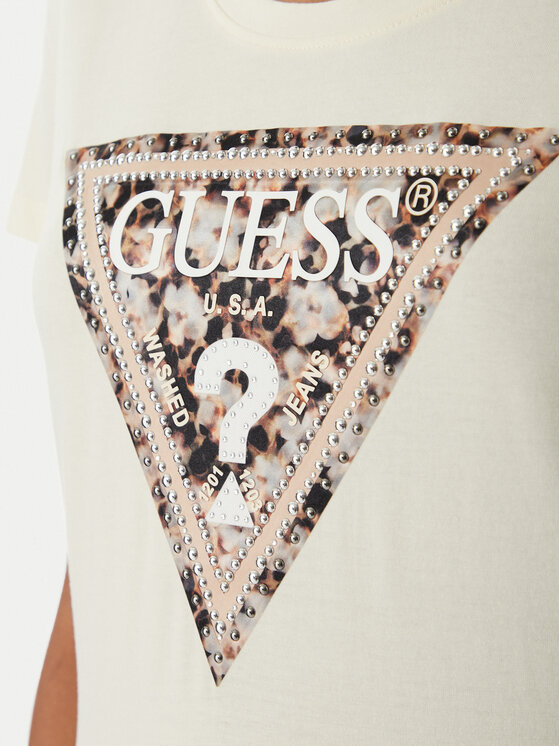 Guess Guess Tričko W6RI32 J1314 Écru Regular Fit