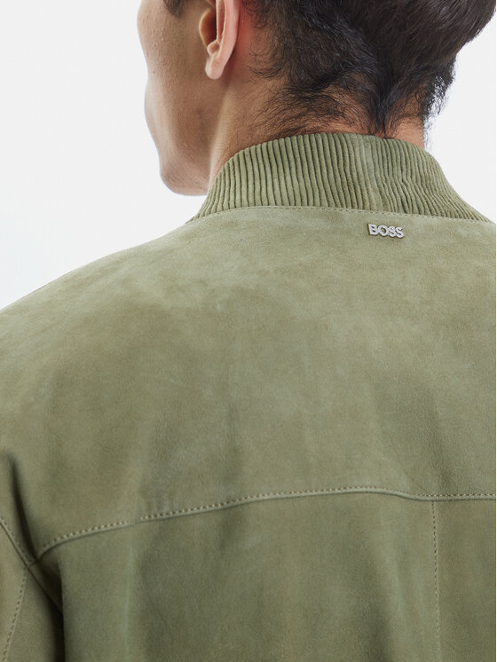 BOSS BOSS Geacă de piele H-Muller 50543213 Verde Regular Fit