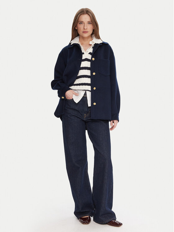 Tommy Hilfiger Tommy Hilfiger Vlnený kabát WW0WW46558 Tmavomodrá Relaxed Fit