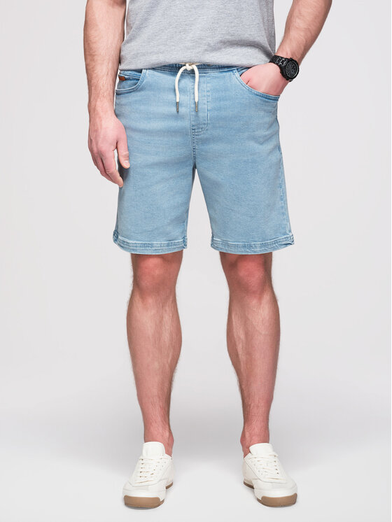 Ombre Ombre Szorty jeansowe OM-SRDS-0192 Niebieski jasny Slim Fit