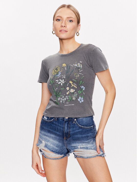 BDG Urban Outfitters T Shirt BDG WASHED FLOWER BABY 76471309 Schwarz Slim Fit Modivo