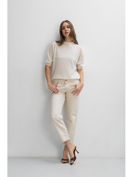 Fobya Fobya Bluzka F2120 Kremowy Basic Fit