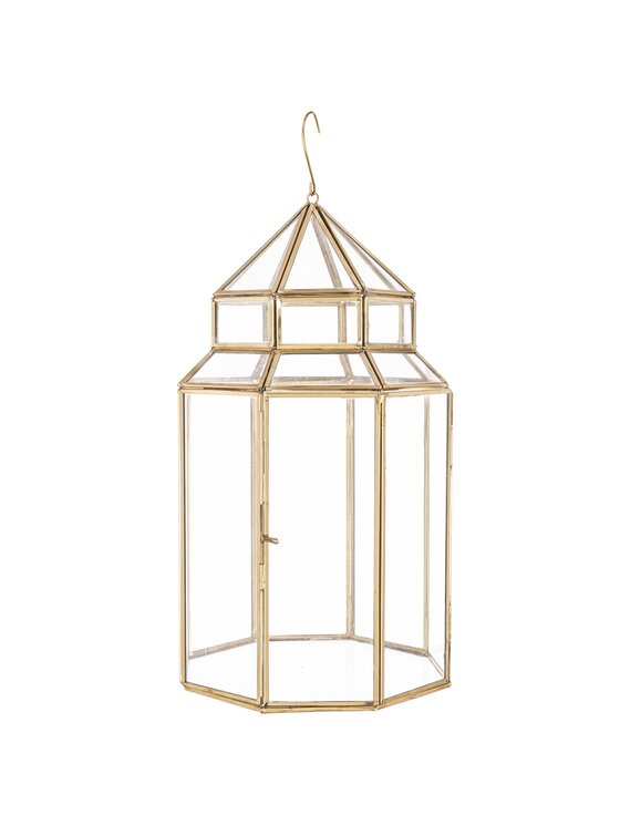 MIAhome MIAhome Lampion złoty ze szkłem wiszący 40 cm Złoty