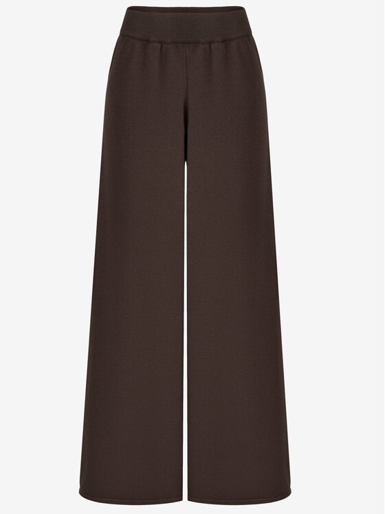 Le Collet Le Collet Spodnie materiałowe PENIDA Brązowy ciemny Wide Leg