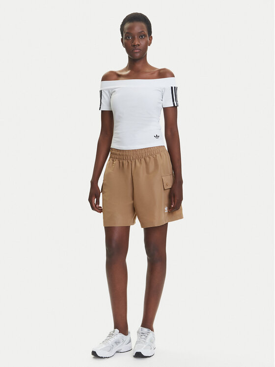 adidas adidas Bluză adicolor Bandeau JV9741 Alb Slim Fit