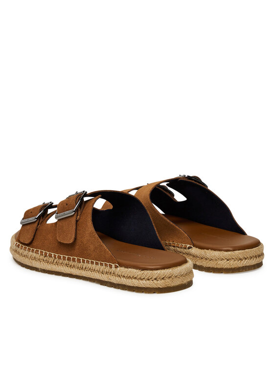 Tommy Hilfiger Tommy Hilfiger Espadrile Flex Jutte Hilfiger Suede Sandal FM0FM05503 Rjava