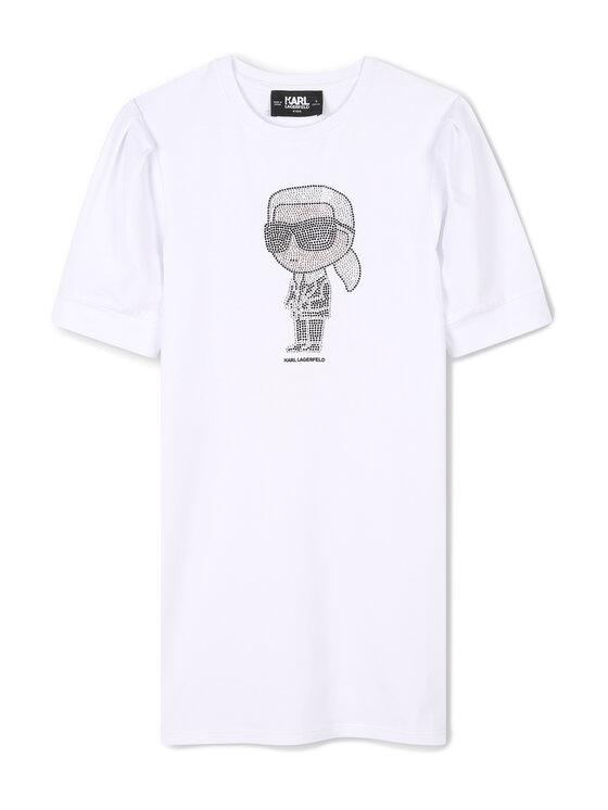 Karl Lagerfeld Kids Karl Lagerfeld Kids Každodenní šaty Z30458 D Bílá Regular Fit