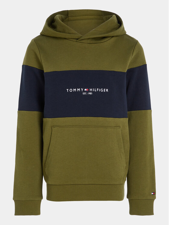 Tommy Hilfiger Tommy Hilfiger Суитшърт Essential Colorblock KB0KB08385 S Зелен Regular Fit