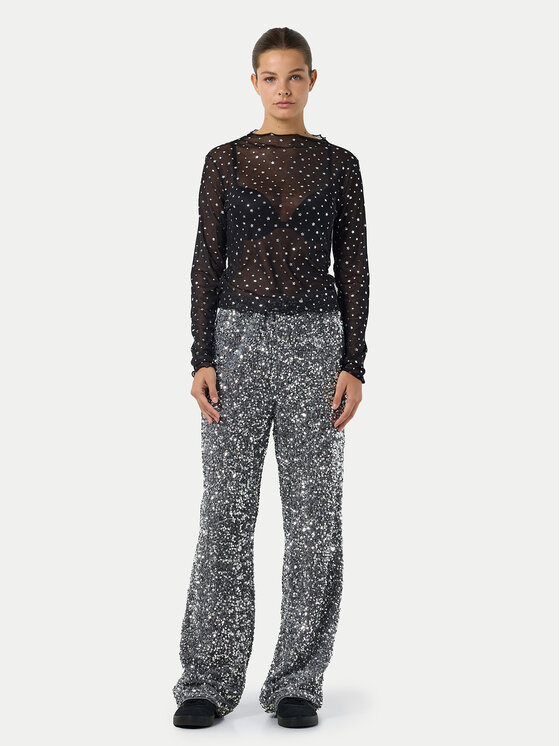 Noisy May Noisy May Spodnie materiałowe Mia 27032396 Srebrny Loose Fit