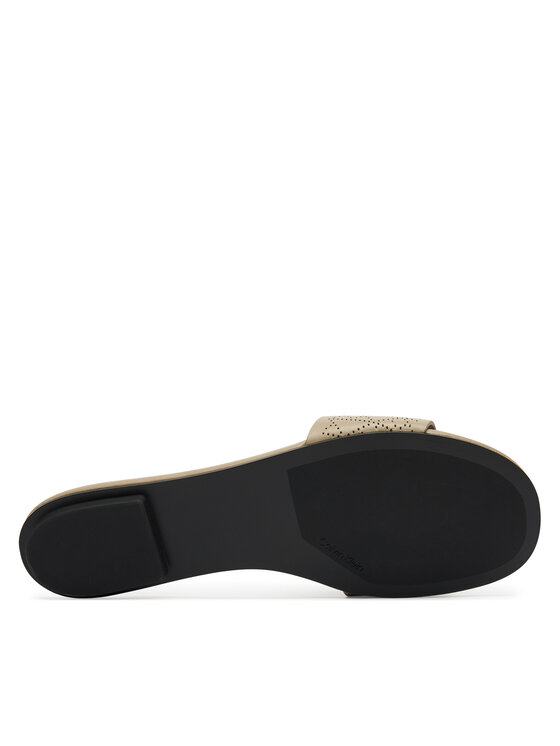 Calvin Klein Calvin Klein Şlapi Org Flat Sndl One Bar Lth Aop HW0HW02857 Bej