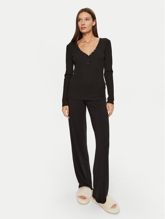 Hunkemöller Hunkemöller Koszulka piżamowa 205123 Czarny Slim Fit