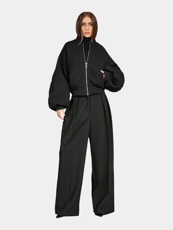 MADE BY SOCIETY MADE BY SOCIETY Spodnie materiałowe Timeless - P27693 Czarny Basic Fit