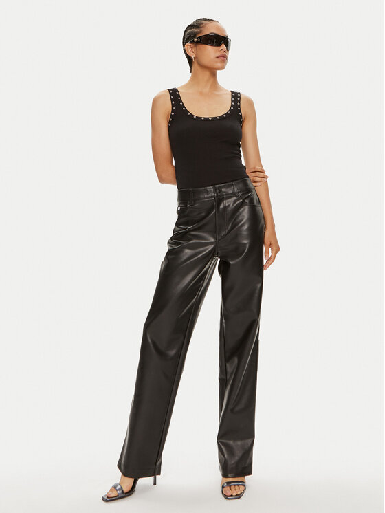 Calvin Klein Jeans Calvin Klein Jeans Hlače iz umetnega usnja J20J223548 Črna Straight Fit