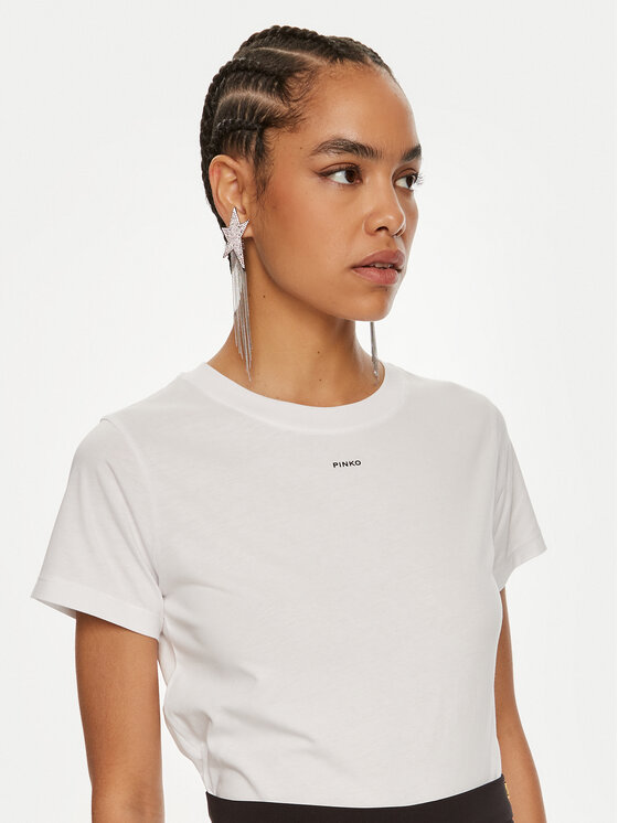 PINKO Pinko T-Shirt Basico 100373 A228 Biały Regular Fit