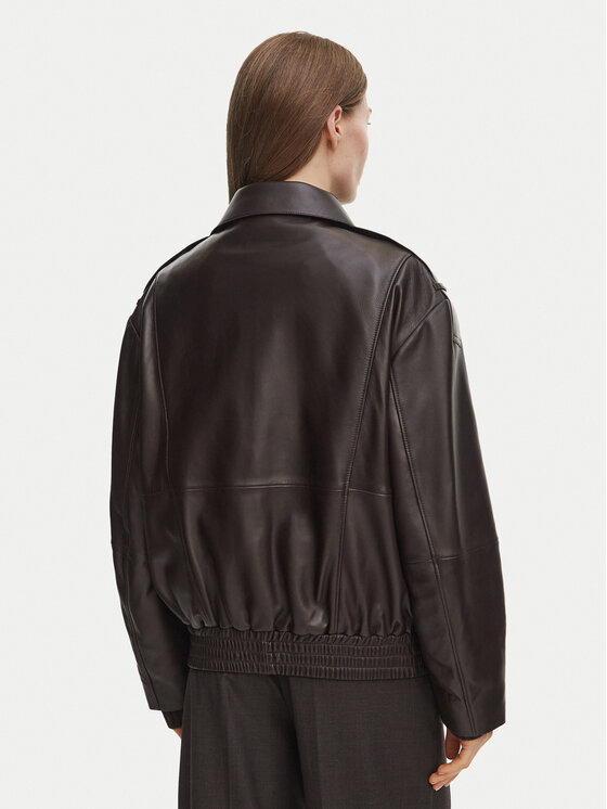 BOSS BOSS Lederjacke Savani 50567628 Dunkelbraun Regular Fit