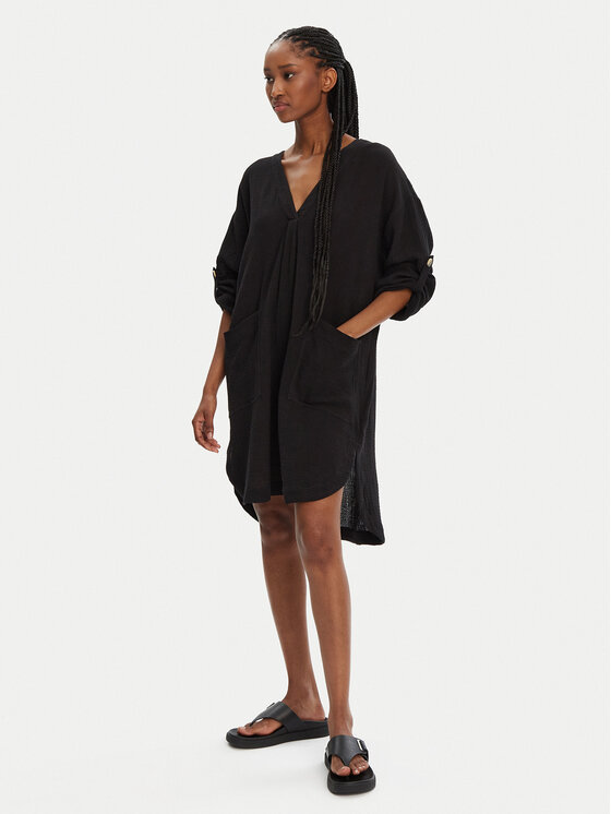 Seafolly Seafolly Plážové šaty Essential 54020-CU Černá Relaxed Fit