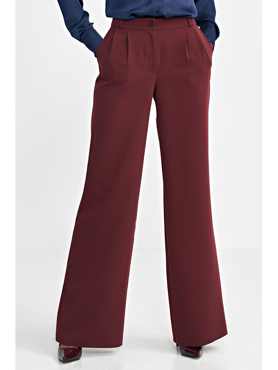 NIFE NIFE Kalhoty z materiálu SD102 Bordó Relaxed Fit
