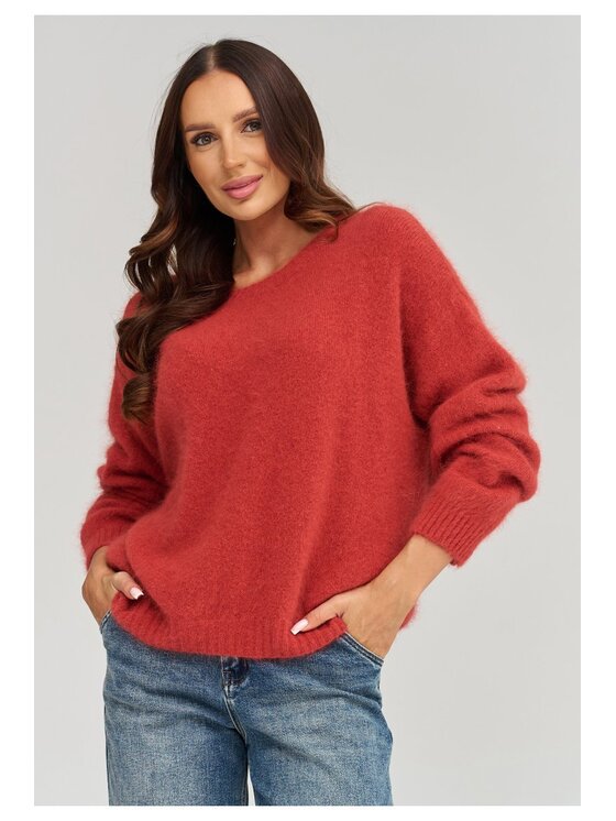 Makadamia Makadamia Sweter C93 Pomarańczowy Loose Fit