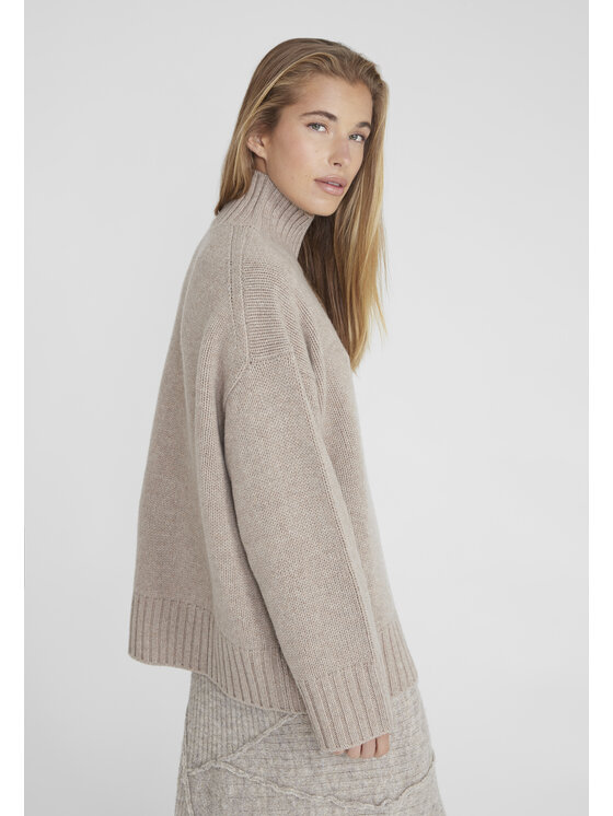 Style Republic Style Republic Golf Sweter o kroju oversize typu boxy, z mieszanki kaszmiru i wełny Brązowy jasny Boxy Fit