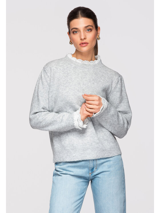 Ombre Ombre Sweter OW-SWSW-0105 Szary Regular Fit