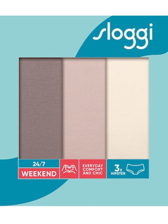 Sloggi Sloggi Komplet 3 par fig 24/7 Weekend|24/7 Weekend M002 Beżowy
