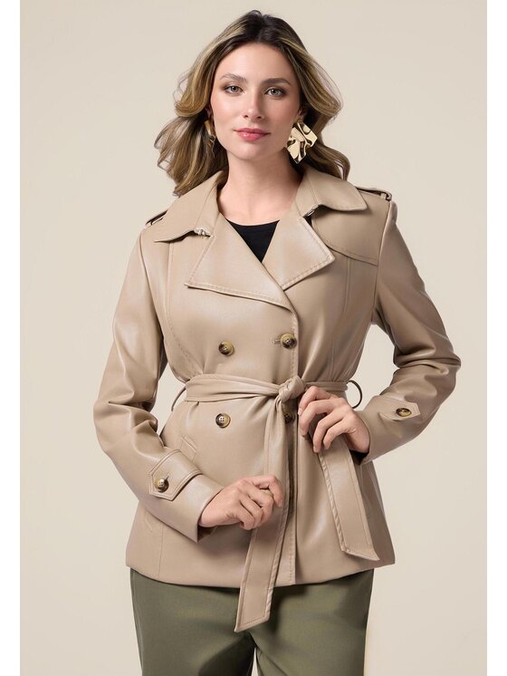Oltre Oltre Giacca in similpelle R345R002139N002 Écru Regular Fit